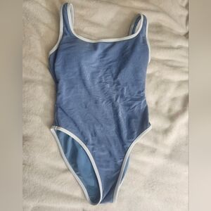LainSnow Blue One Piece Swimsuit with White Trim